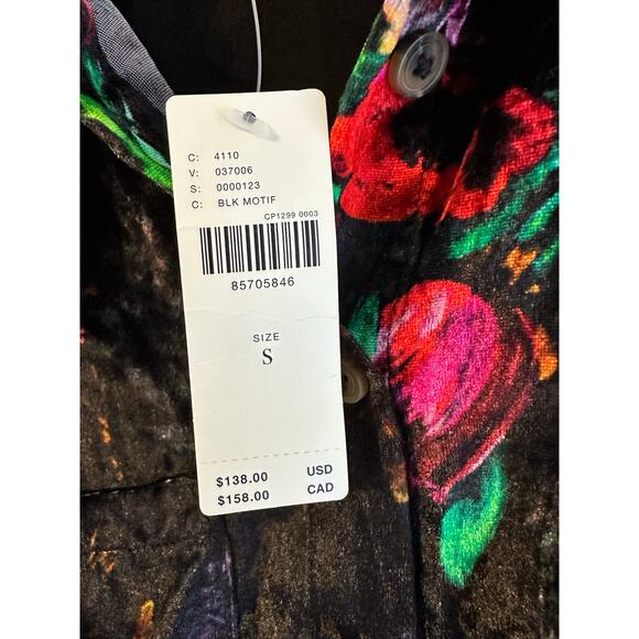 NWT Anthropologie Pilcro The Hadley Whimsigoth Buttondown Floral Velvet Small - Picture 5 of 8